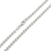 925 Sterling Silver 3mm Ball Bead Moon Cut Rhodium Chain